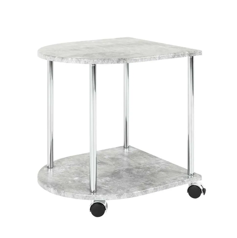 Rollbarer Beistelltisch in Beton Optik Stephanie & Chrom