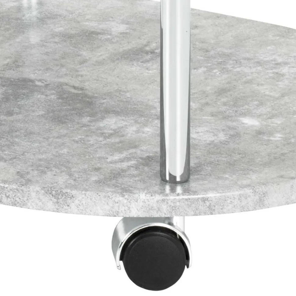 Rollbarer Beistelltisch in Beton Optik Stephanie & Chrom