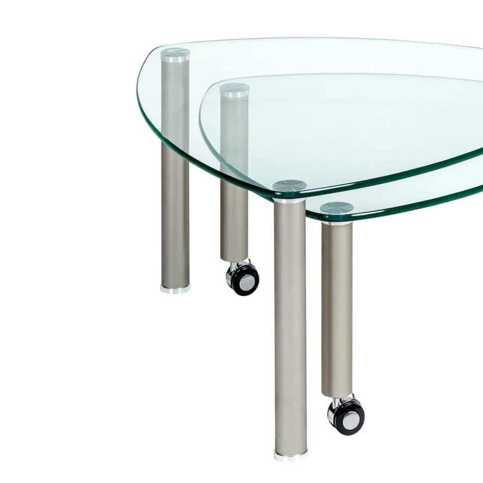 Rollbarer Couchtisch Gero mit 2 Glasplatten