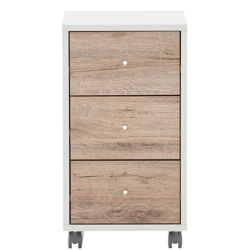 Rollcontainer in Weiß und Wildeiche - Laganzo