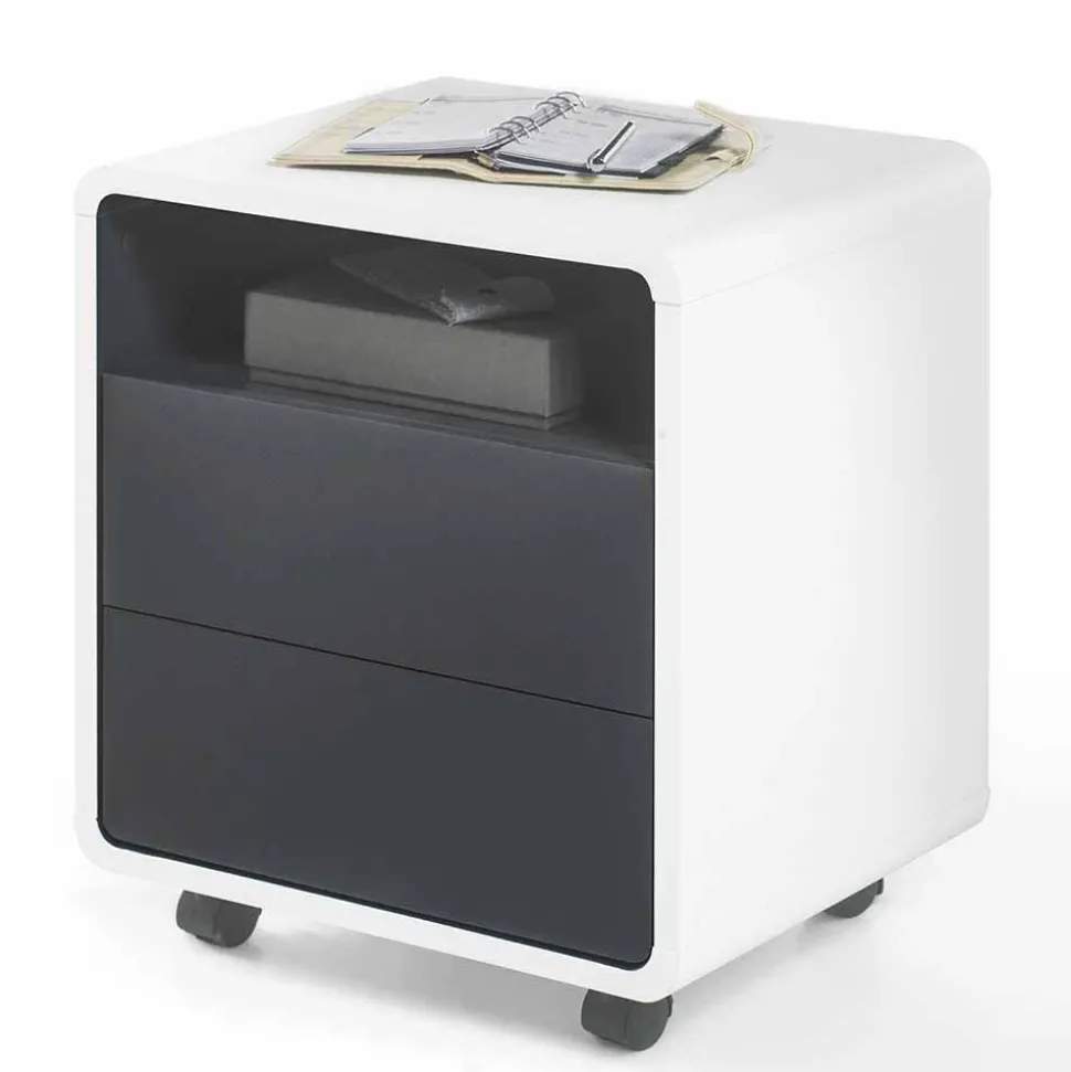 Rollcontainer Mondsieur in Weiß Anthrazit