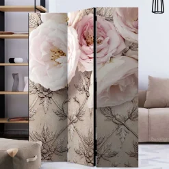 Romantisch bedruckter Paravent mit Blüten Motiv - Benns