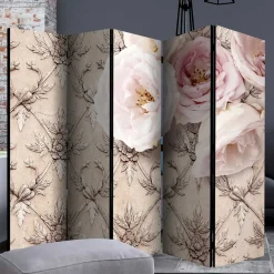 Romantisch bedruckter Paravent mit Blüten Motiv - Benns