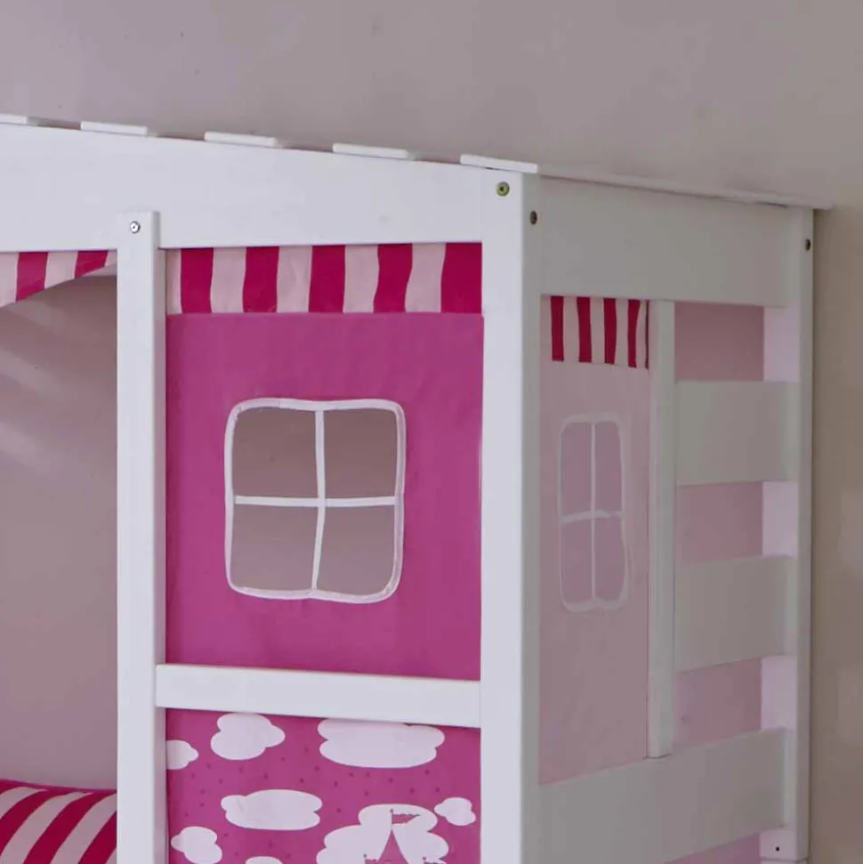 Rosafarbenes Prinzessin-Kinderbett Mantua mit Stauraum