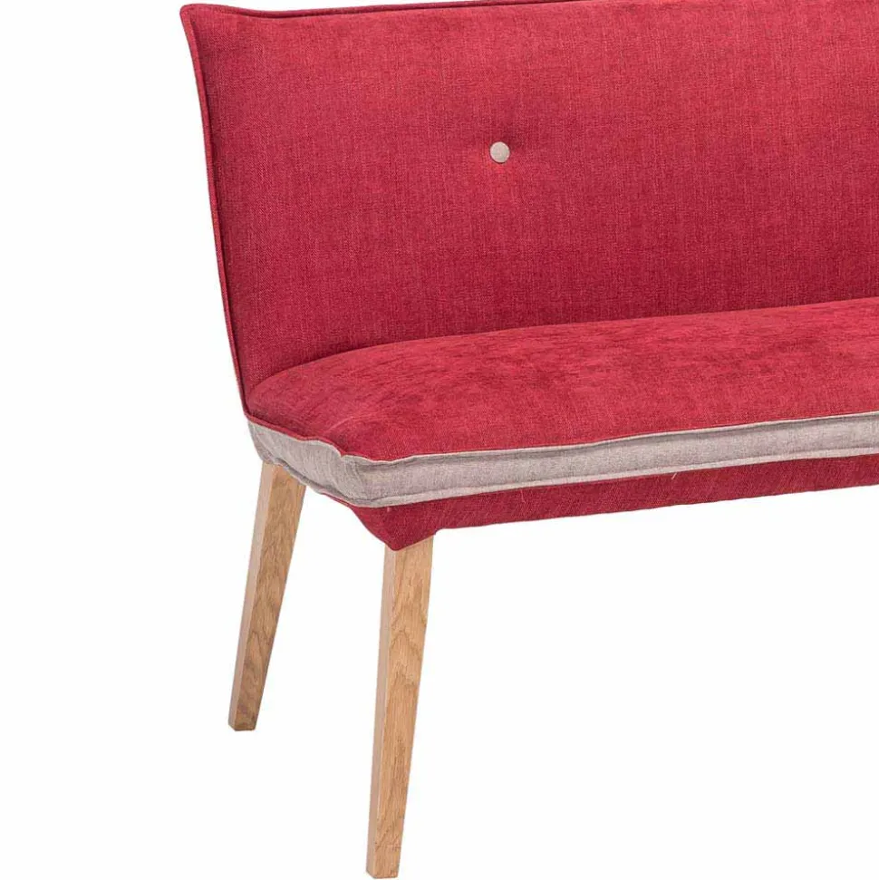 Rote Esszimmerbank mit Rückenlehne Laudion & Massivholz Eiche