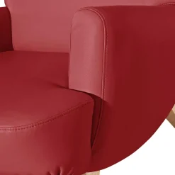 Roter Kunstledersessel mit Buche Beinen - Systrem