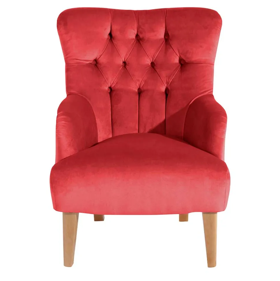 Roter Ohrensessel aus Samtvelours - Celona