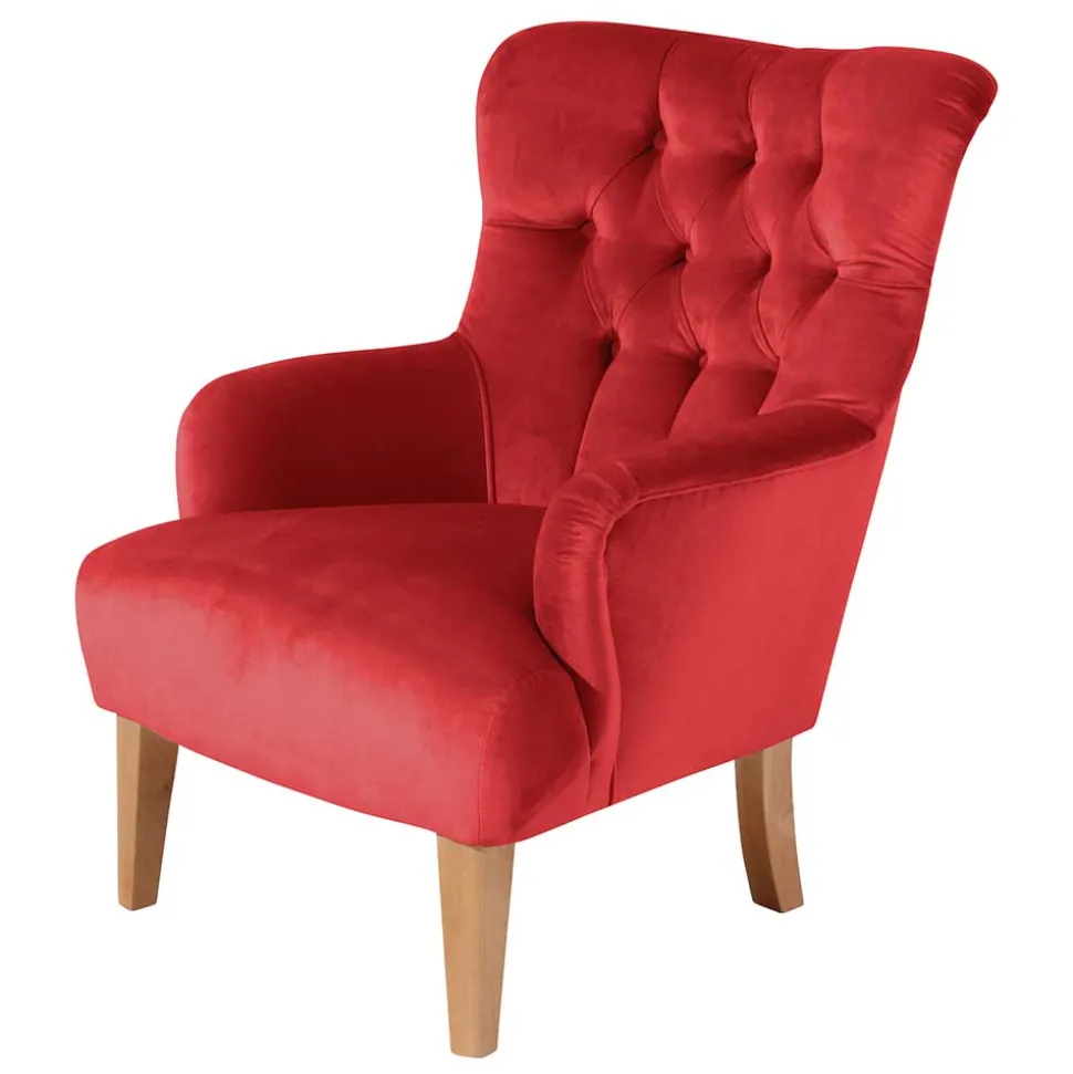 Roter Ohrensessel aus Samtvelours - Celona