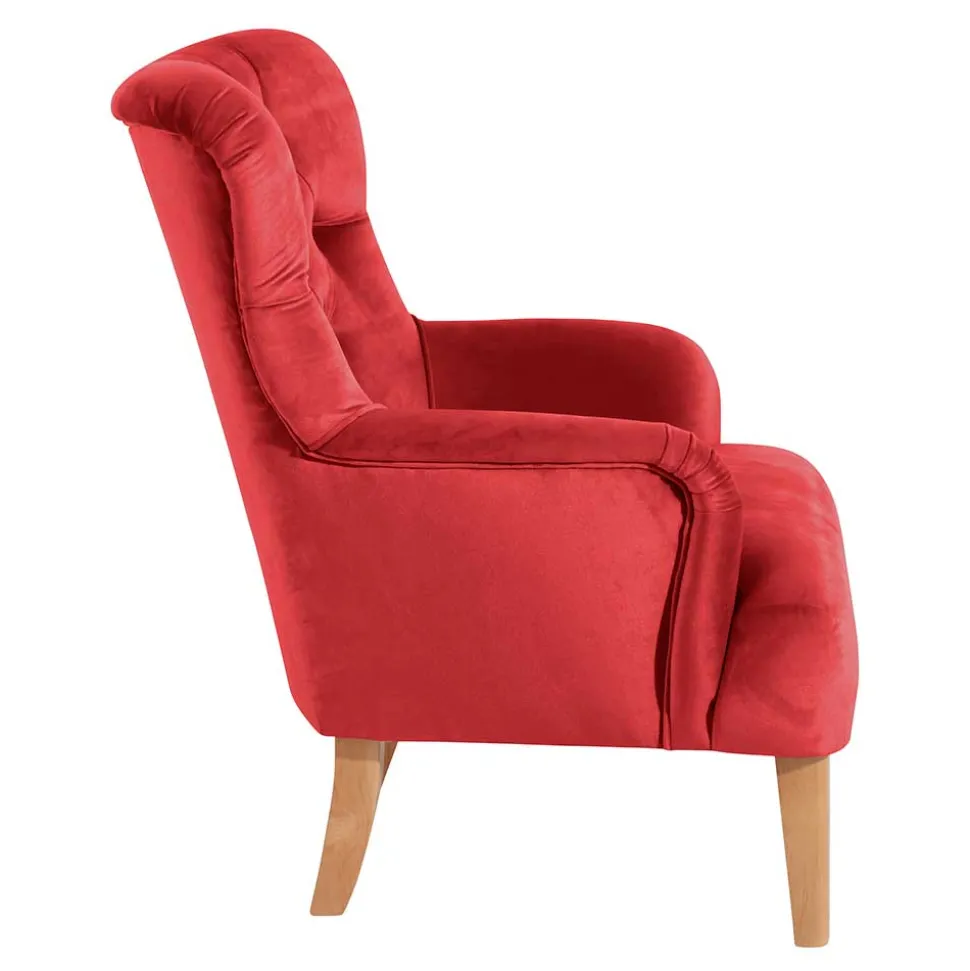 Roter Ohrensessel aus Samtvelours - Celona