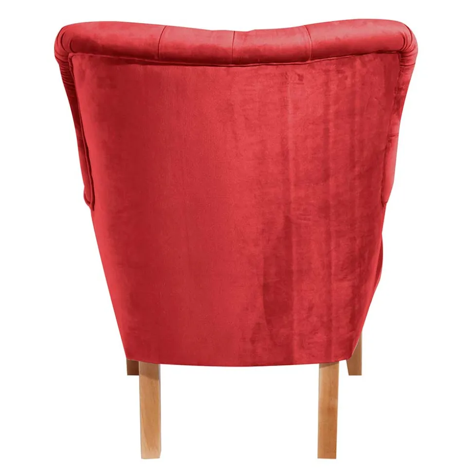 Roter Ohrensessel aus Samtvelours - Celona
