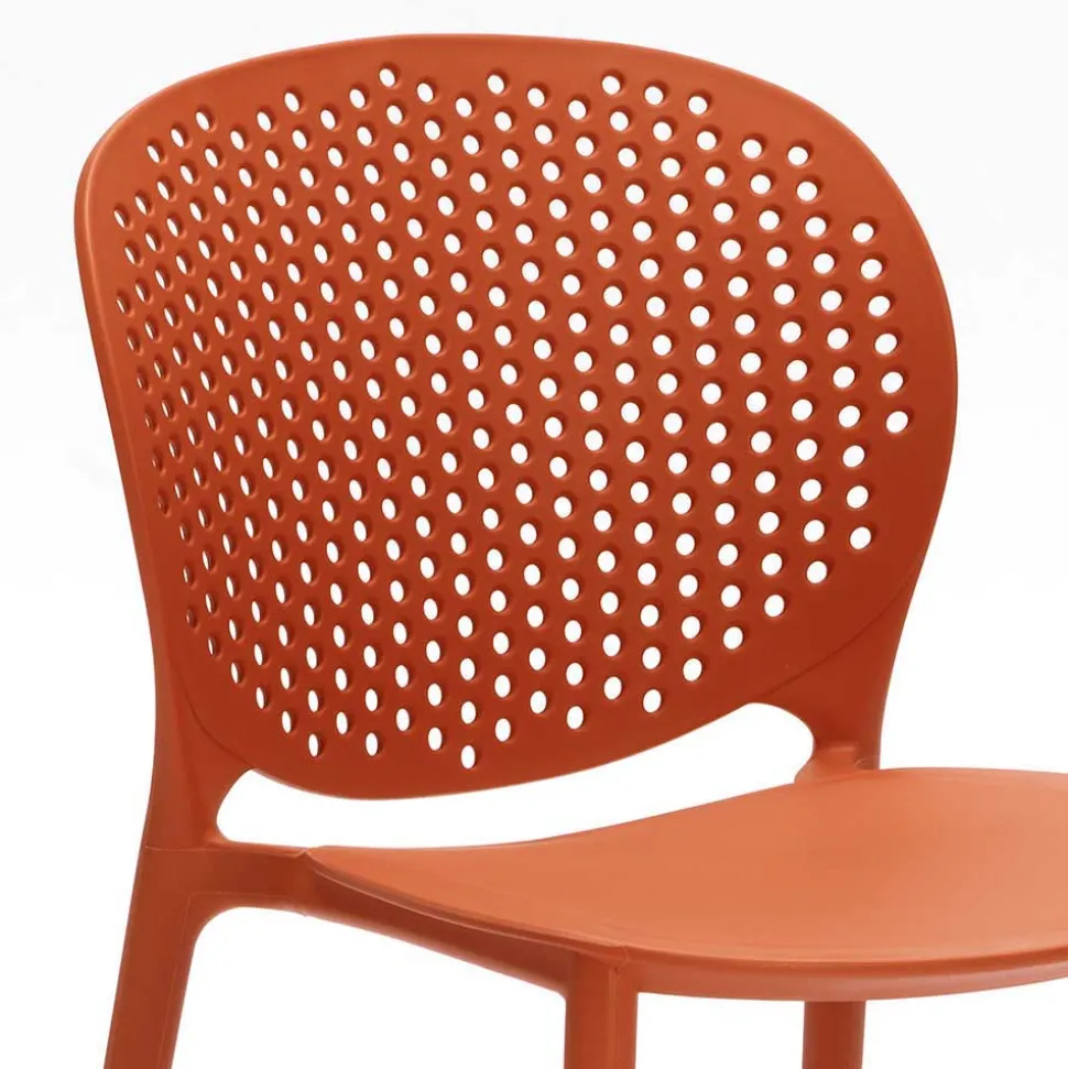 Roter Stuhl aus Kunststoff Fenturam stapelbar (4er Set)