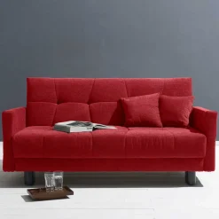 Rotes Schlafsofa mit Flachgewebe Bezug - Singuaro
