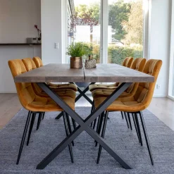 Räuchereiche Tisch & 6 Stühle - Alouis (siebenteilig)