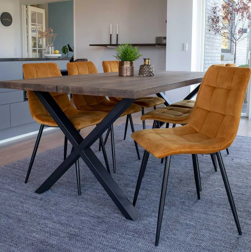 Räuchereiche Tisch & 6 Stühle - Alouis (siebenteilig)