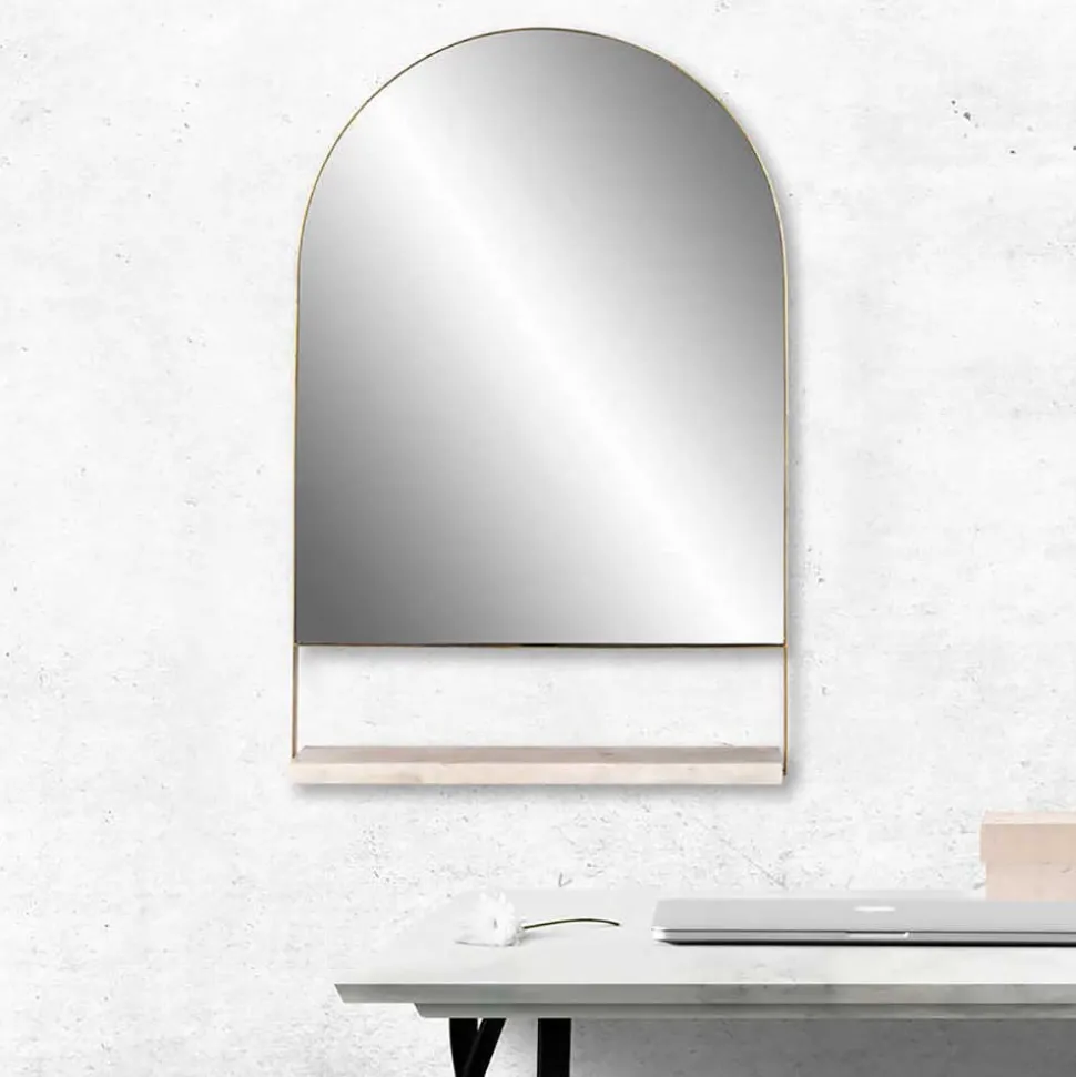 Rundbogen-Spiegel mit Marmor Ablage - Nostalc