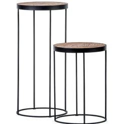 Runde Beistelltische aus Teak - Josepha (zweiteilig)