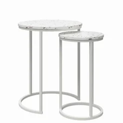 Runde Beistelltische in Terrazzo Optik - Genns (zweiteilig)