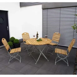 Runde Biergarten Garnitur Set - Sebastianna (fünfteilig)