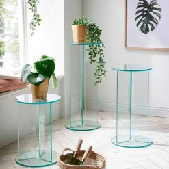 Runde Blumensäulen aus Glas - Shivan (dreiteilig)