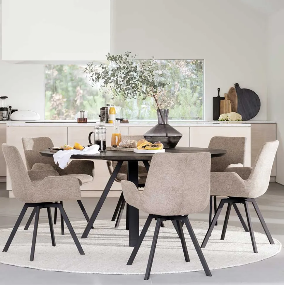 Runde Essgruppe für 6 Personen - Malinsa (siebenteilig)