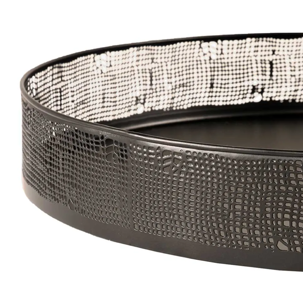 Runde Metalltabletts in Schwarz - Kreta (zweiteilig)