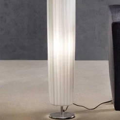 Runde Stehlampe in Weiß & Chrom - Radojan