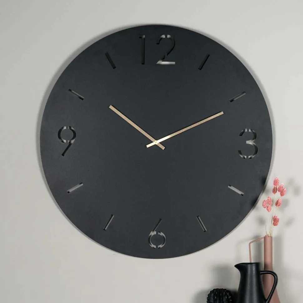 Runde Uhr in Schwarz - Santorina