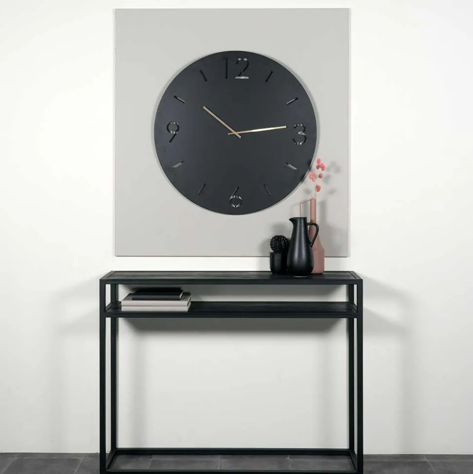 Runde Uhr in Schwarz - Santorina