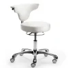 Runder Arbeitshocker mit Lehne in Weiß Kunstleder - Mosari