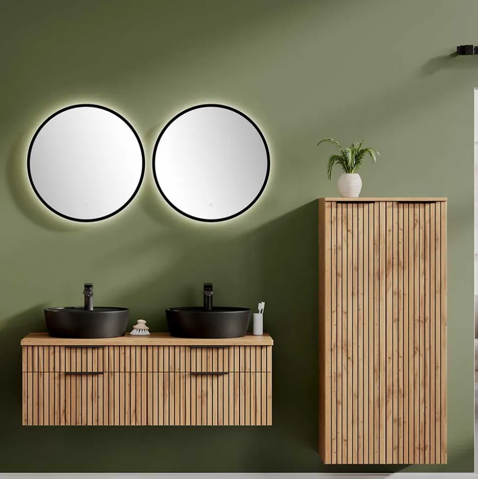 Runder Badezimmerspiegel mit LED Beleuchtung - Crystoga