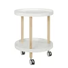 Runder Beistelltisch auf Rollen Emia mit 2 Ablagen