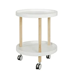 Runder Beistelltisch auf Rollen Emia mit 2 Ablagen