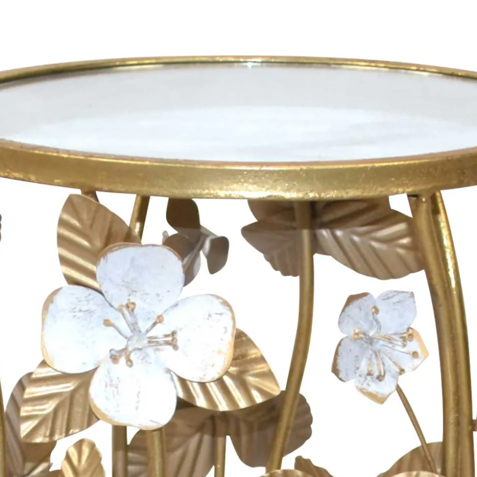 Runder Beistelltisch aus Spiegelglas & Metall - Nycholo