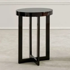 Runder Beistelltisch in Dunkelbraun - Koprana