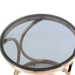 Runder Beistelltisch in Grau & Rosegold - Zenus