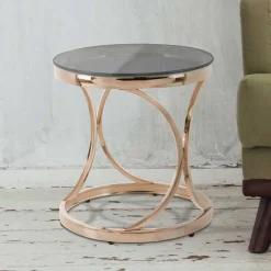 Runder Beistelltisch in Grau & Rosegold - Zenus