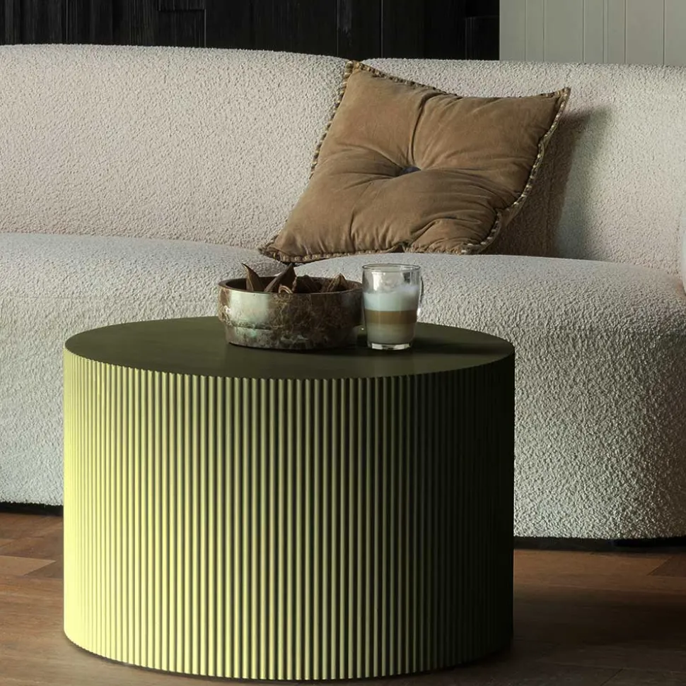 Runder Beistelltisch in Oliv Grün - Rhodos