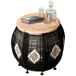 Runder Beistelltisch mit Kordel Geflecht Gestell - Medinus