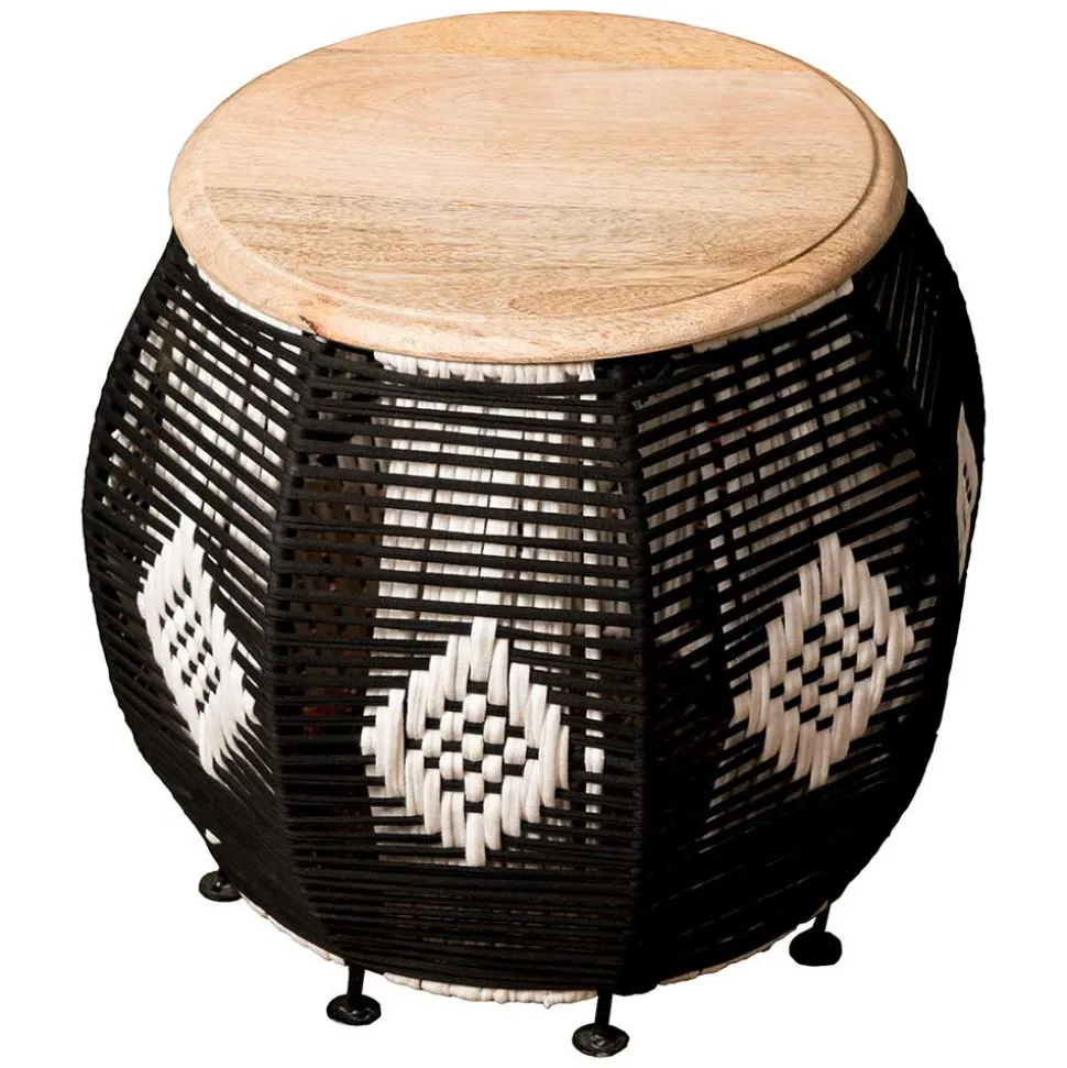 Runder Beistelltisch mit Kordel Geflecht Gestell - Medinus