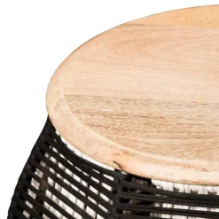 Runder Beistelltisch mit Kordel Geflecht Gestell - Medinus