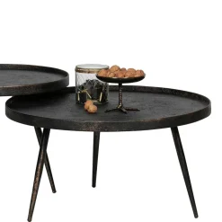 Runder Couchtisch aus Schichtholz & Metall - Niova