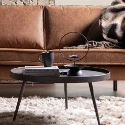 Runder Couchtisch aus Schichtholz & Metall - Niova