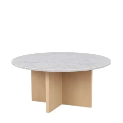 Runder Couchtisch mit Marmorplatte Weiß Grau - Buonco