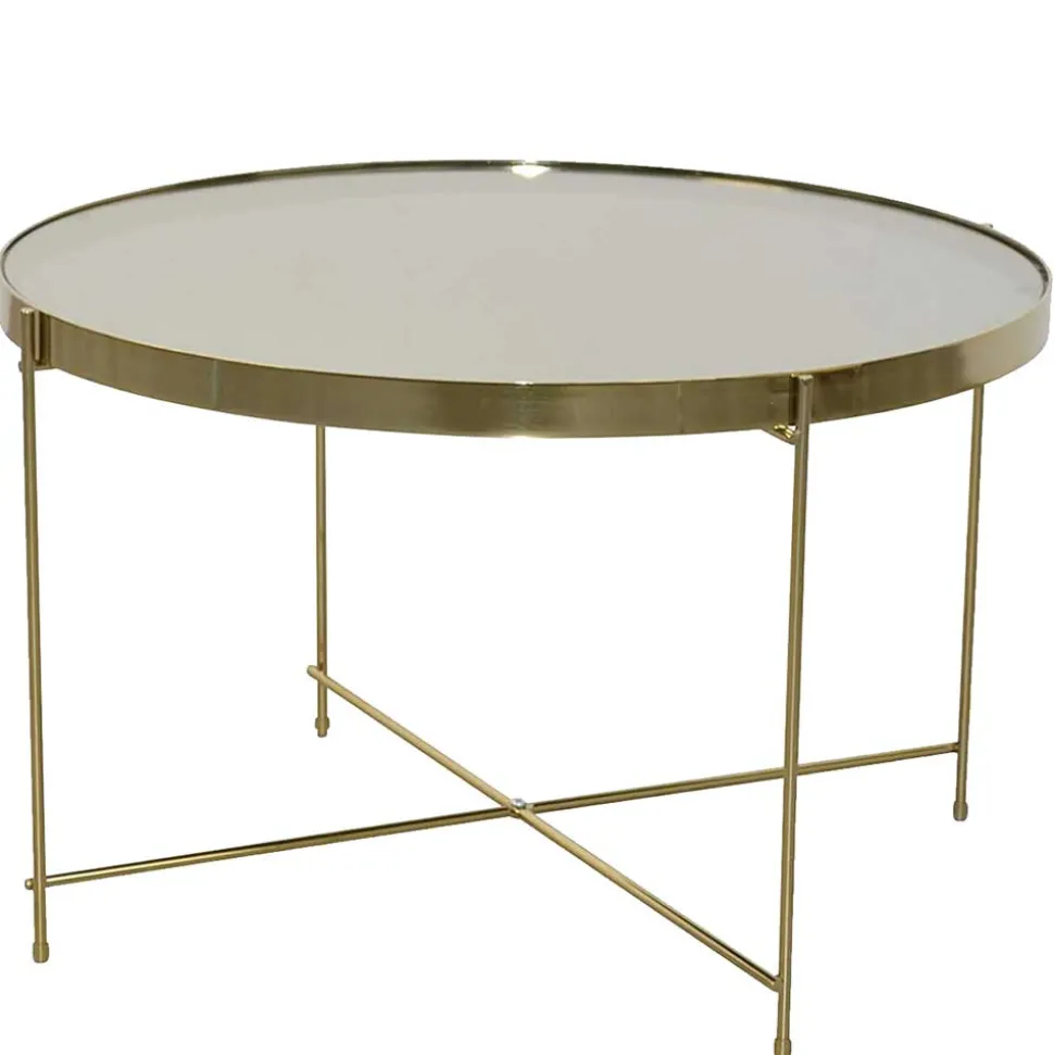 Runder Couchtisch mit Spiegelglas Platte - Justina