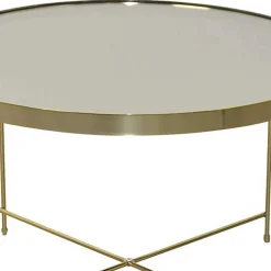 Runder Couchtisch mit Spiegelglas Platte - Justina