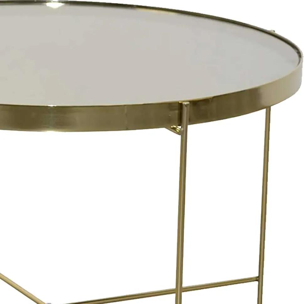 Runder Couchtisch mit Spiegelglas Platte - Justina