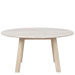 Runder Couchtisch mit Steinplatte Travertin Beige - Wroniko