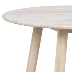 Runder Couchtisch mit Steinplatte Travertin Beige - Wroniko