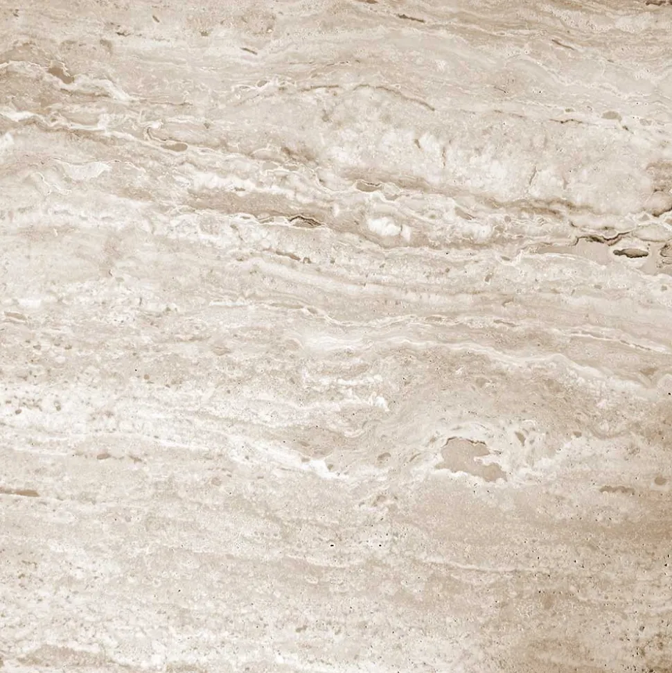 Runder Couchtisch mit Steinplatte Travertin Beige - Wroniko