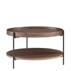 Runder Couchtisch mit Walnuss Furnier - Ezema